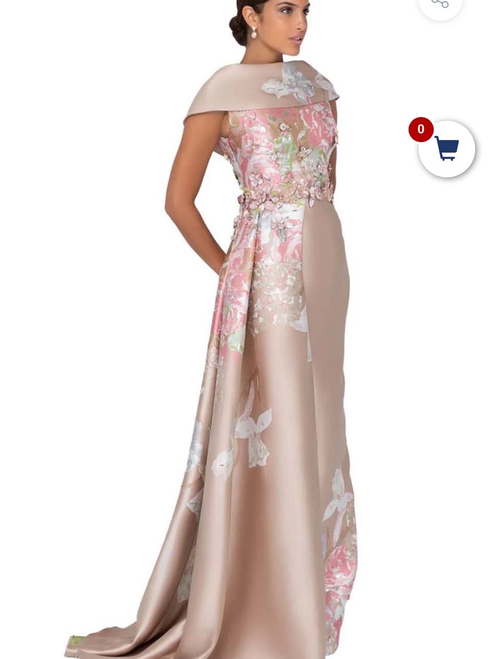 ISO- Terani Couture Pink Floral Evening Gown. Style # is 1911M9315. size 2,4,6